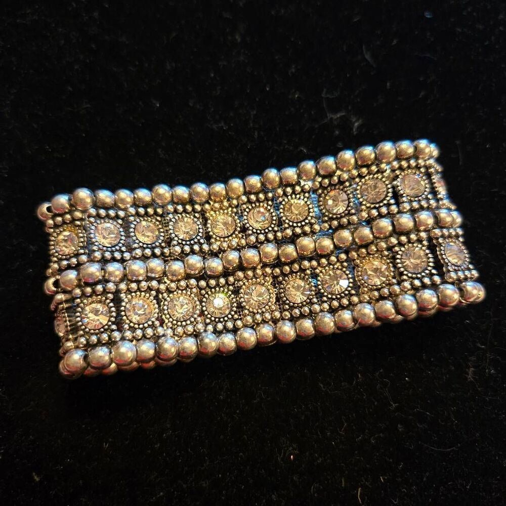 NWOT Silver + Rhinestone Stretch Bracelet - Picture 4 of 6